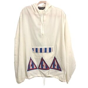 Vintage Sportsmaster USA White Nylon Anorak Windbreaker Jacket Mens XXL Hooded
